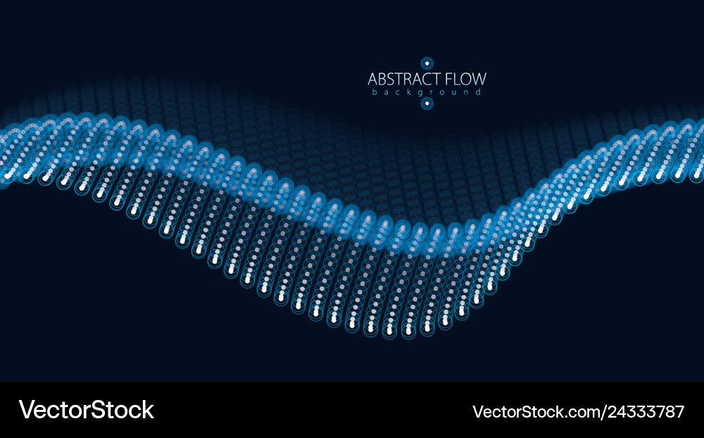 Array of particles flowing dynamic sound wave 3d Array of particles flowing dynamic sound wave 3d Vector Image