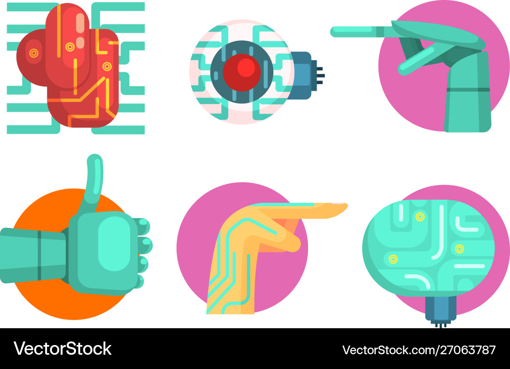 Artificial intelligence icons set robotic Artificial intelligence icons set robotic Vector Image