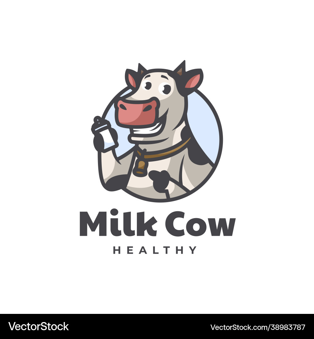 Cute Milk Cow Mascot Logo Vector Image