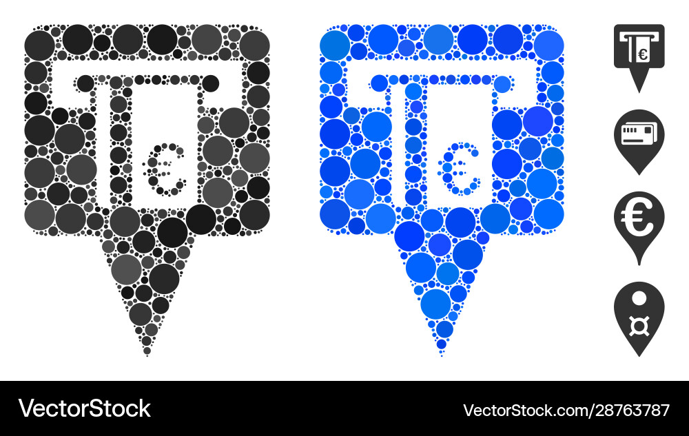 Euro atm pointer mosaic icon spheric items Euro atm pointer mosaic icon spheric items vector image