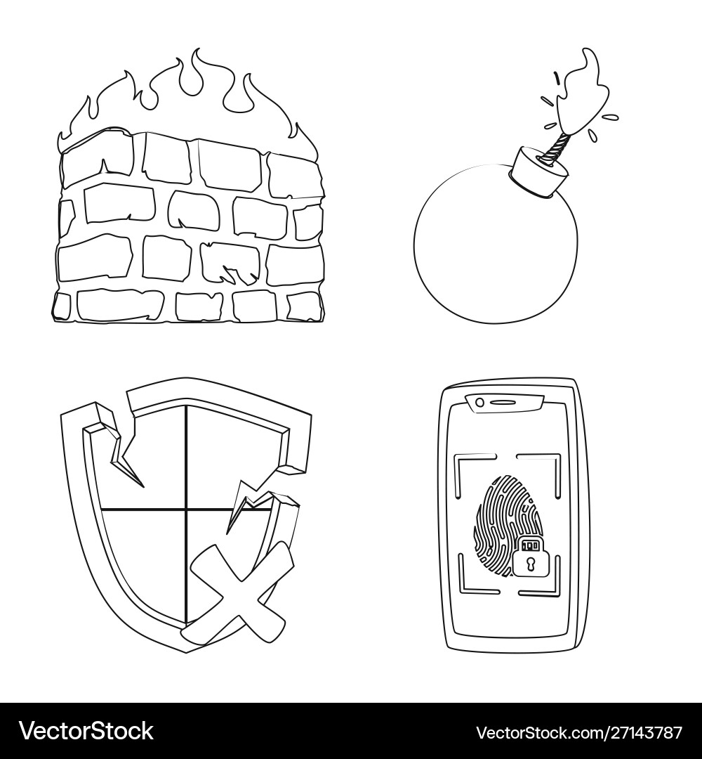 Isolated object virus and secure symbol set Isolated object virus and secure symbol set vector image