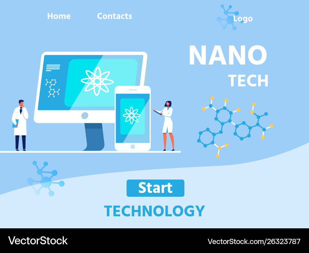 Nano tech lab landing page with editable design Vector Image