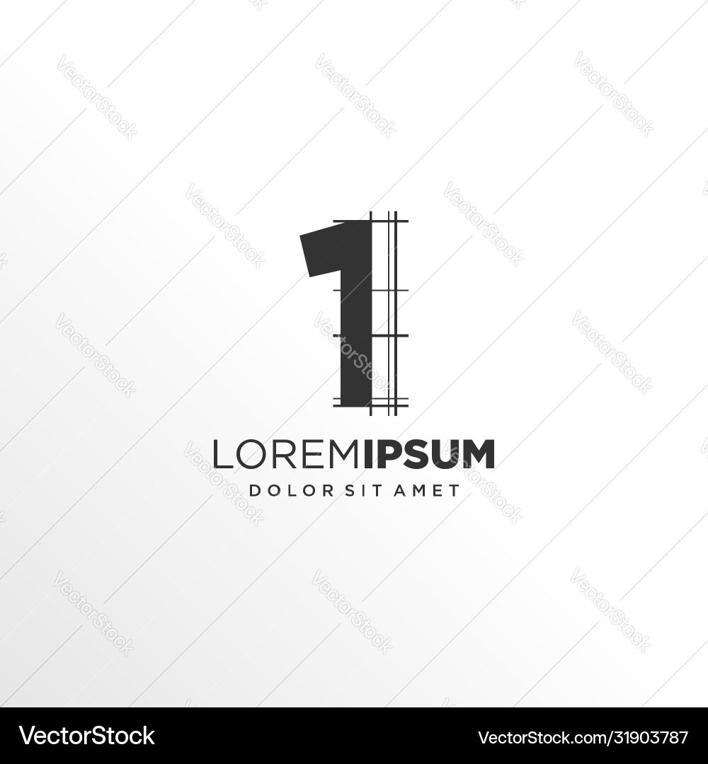 Number 1 logo design with architecture element Number 1 logo design with architecture element Vector Image