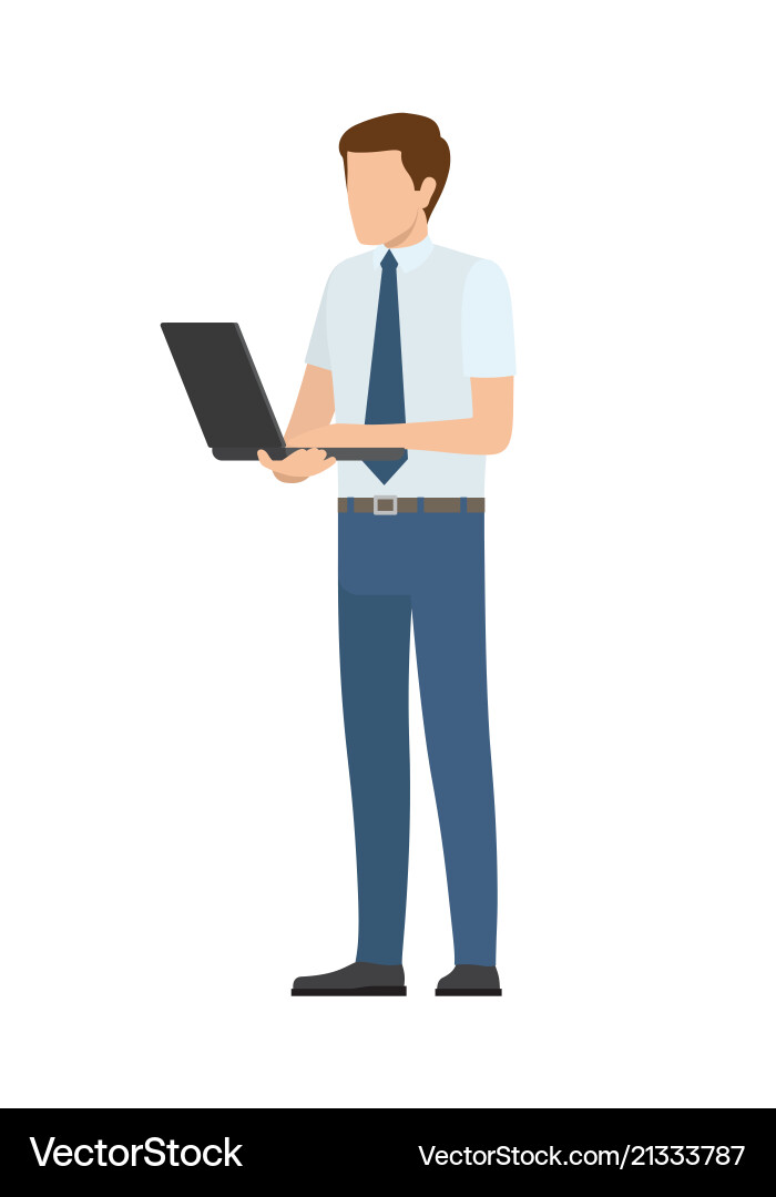 Office worker with notebook startup internet Office worker with notebook startup internet Vector Image