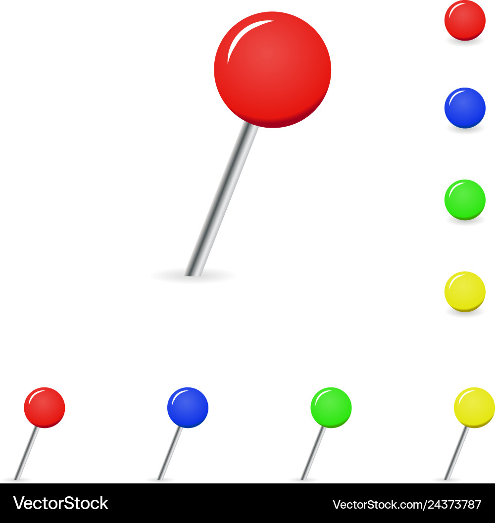 Pins different with shadow on a white background Vector Image