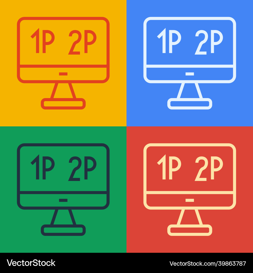 Pop art line computer monitor screen icon isolated Pop art line computer monitor screen icon isolated Vector Image