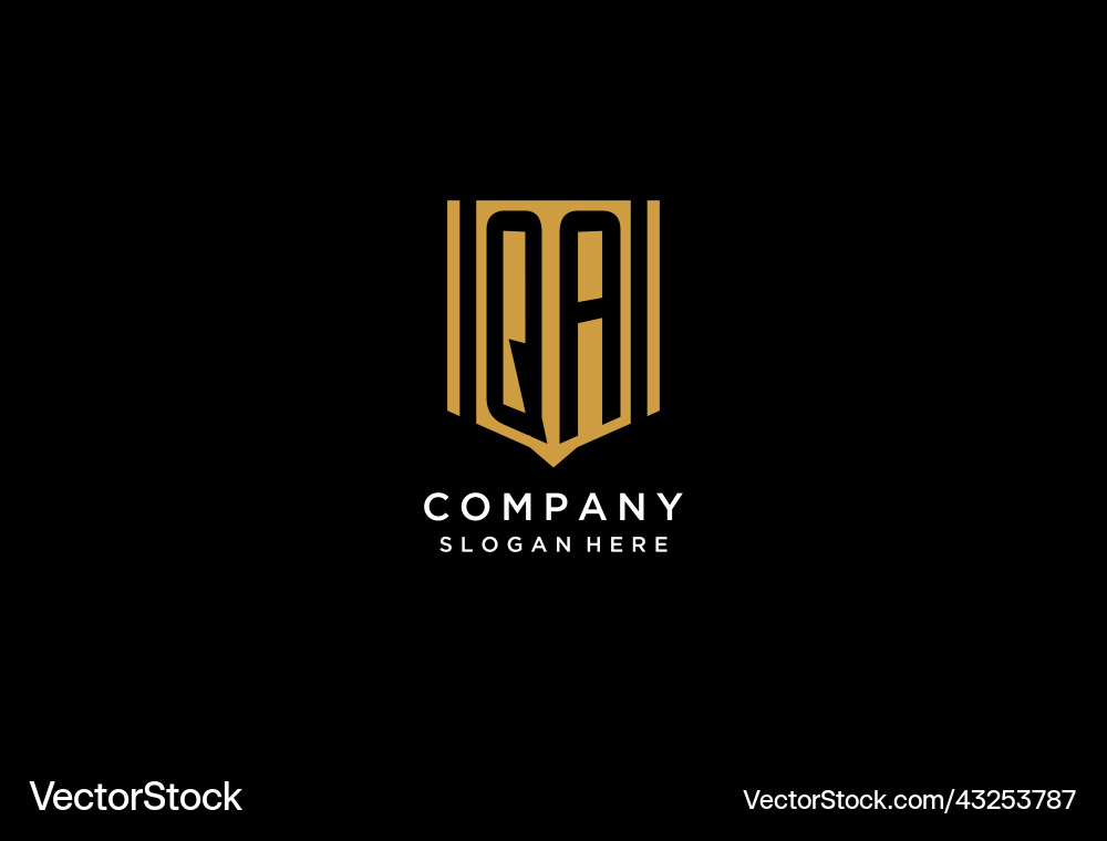 Qa monogram logo with geometric shield icon design Qa monogram logo with geometric shield icon design vector image