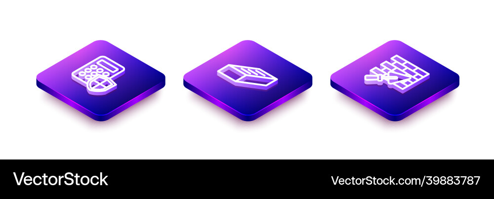 Set isometric line security keypad access panel Set isometric line security keypad access panel vector image