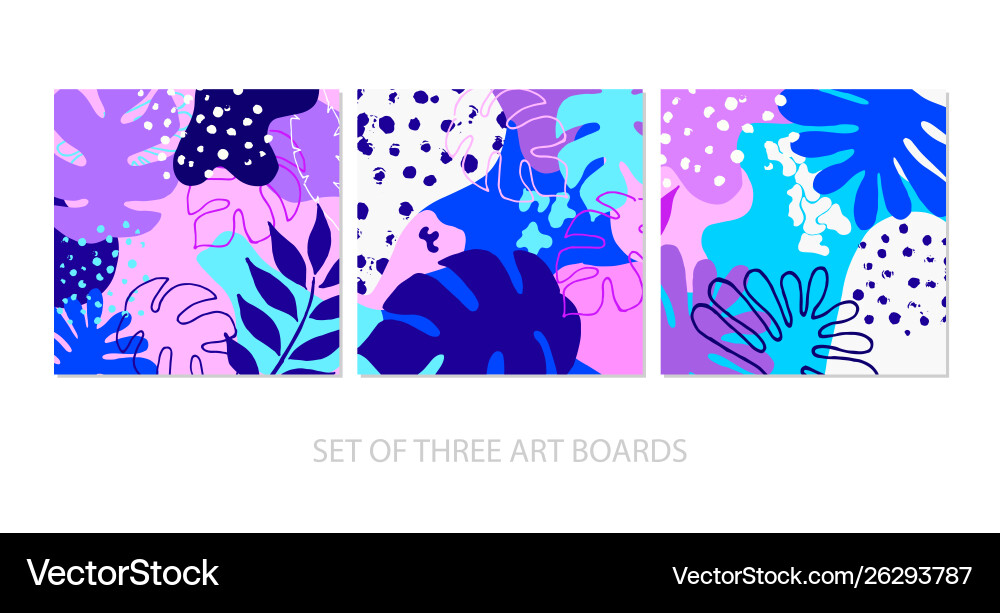 Set three square card with abstract shapes vector image