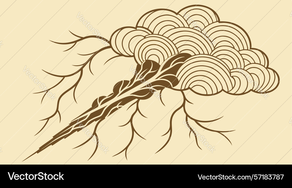 Stylized thunderstorm cloud with lightning design vector image