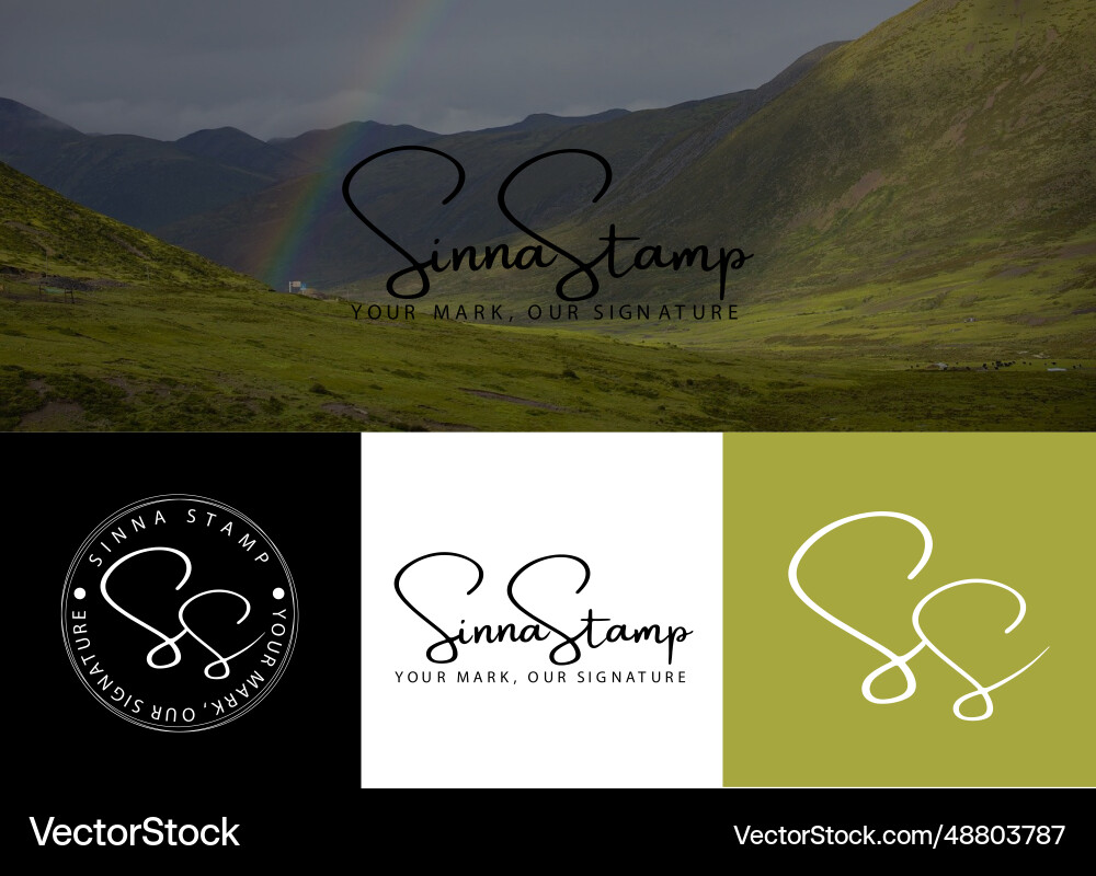 Unique hand drawn signature stamp boho logo Unique hand drawn signature stamp boho logo vector image