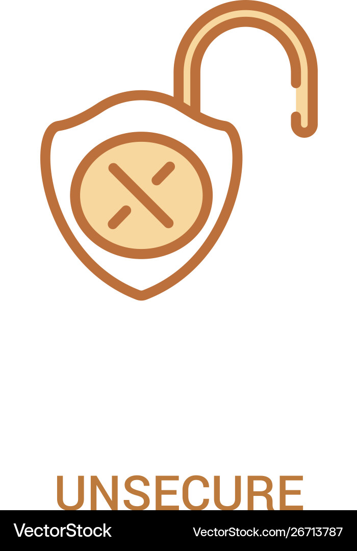Unsecure concept 2 colored icon simple line Unsecure concept 2 colored icon simple line vector image