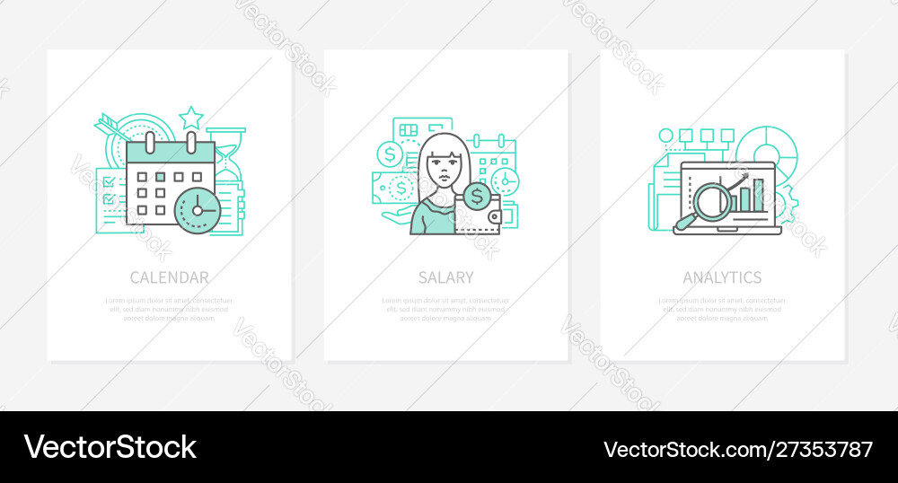 Wage calculation - line design style icons set Wage calculation - line design style icons set vector image
