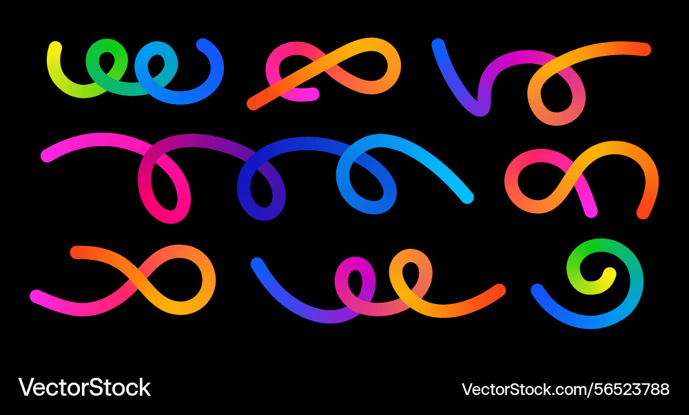 Abstract colorful ribbon gradient loops shape vector image
