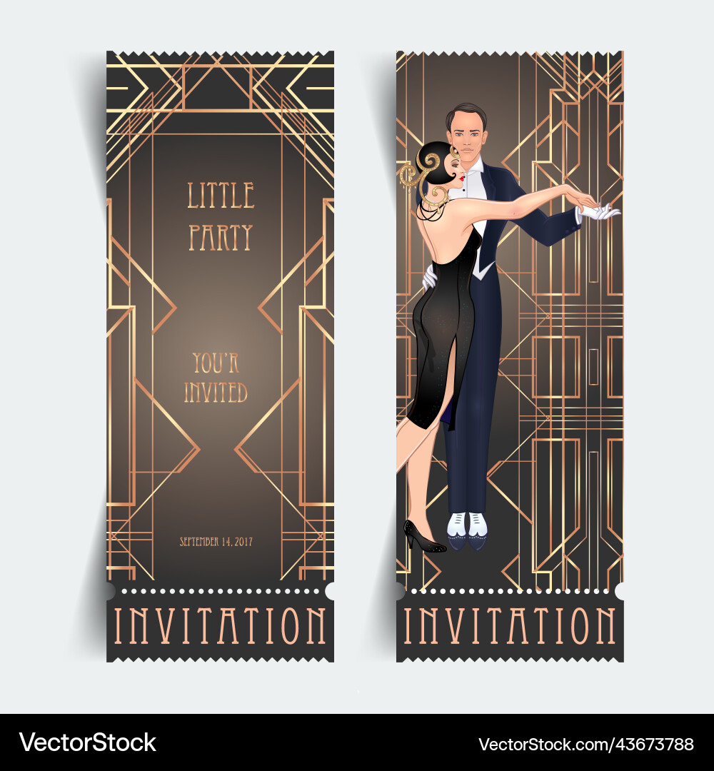 Art deco vintage invitation template design Art deco vintage invitation template design vector image