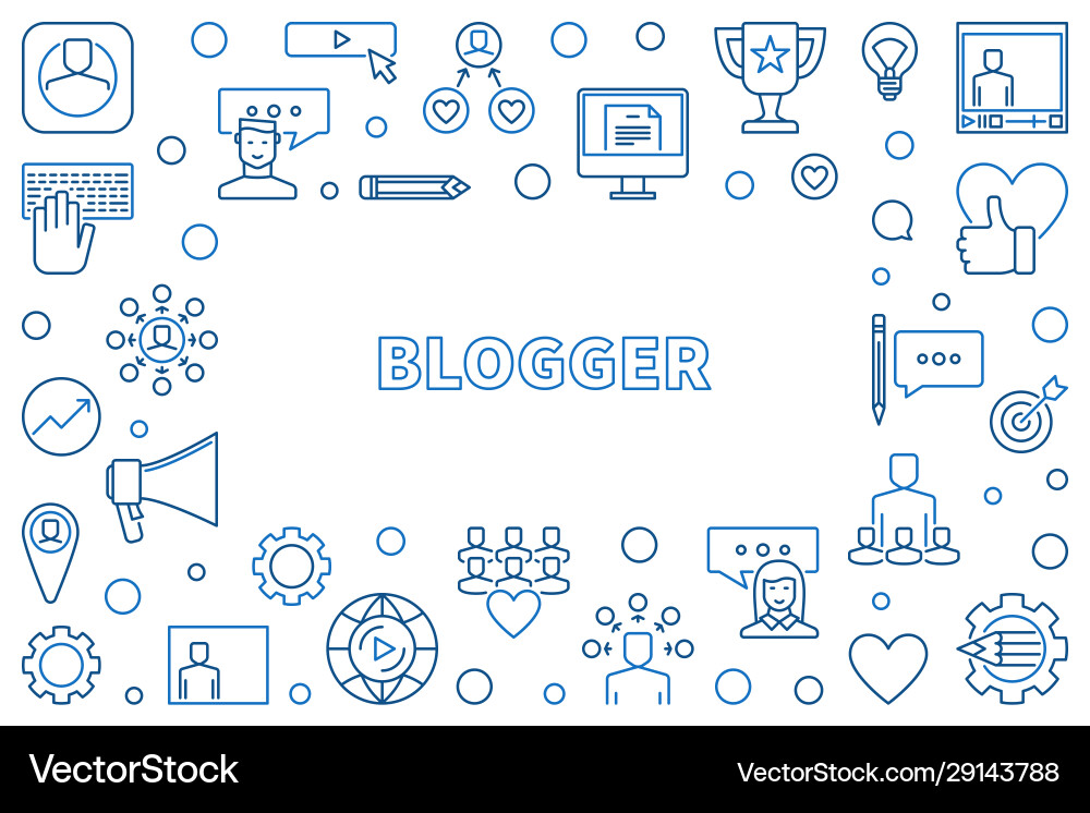 Blogger Network Icon Set vector image