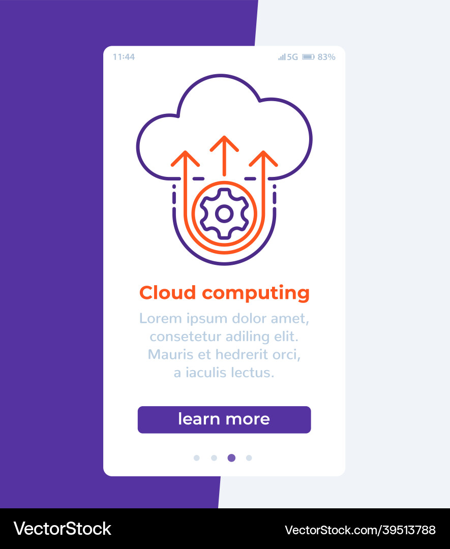 Cloud computing mobile banner with line icon vector image