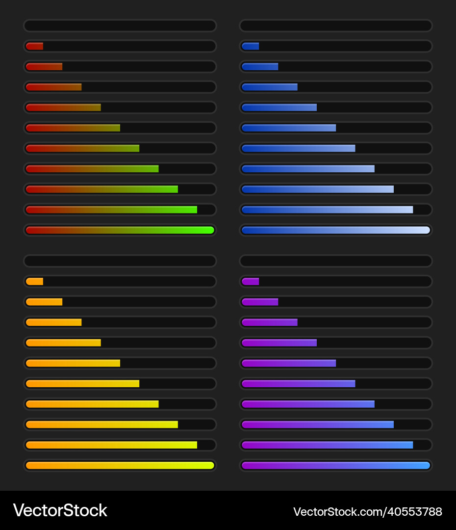 Color progress bar element set upload indicator vector image