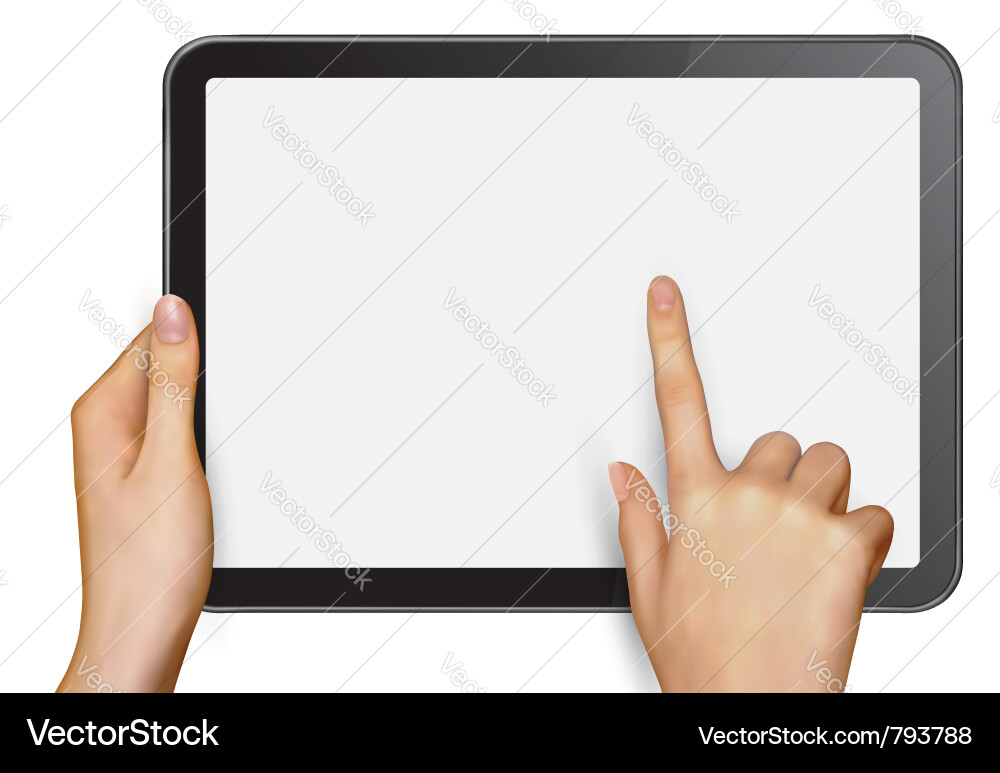 Digital Tablet mit Händen vektorbild