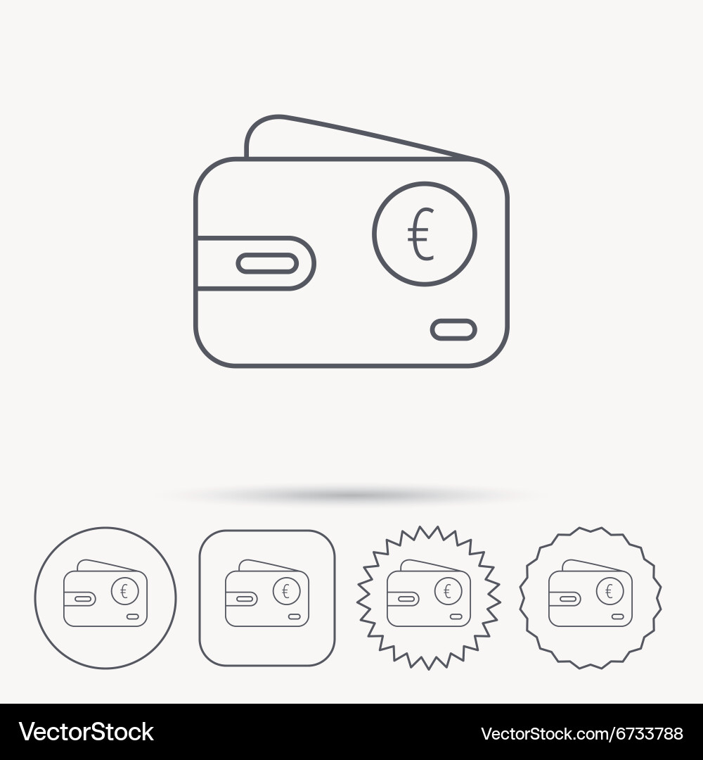 Euro Brieftasche Icon eur Geldbeutel Zeichen Vektorbild