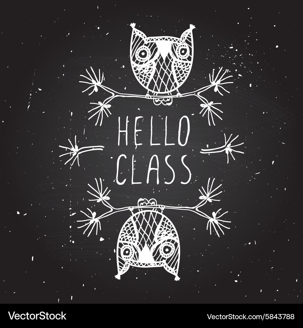 Hello class on chalkboard background vector image
