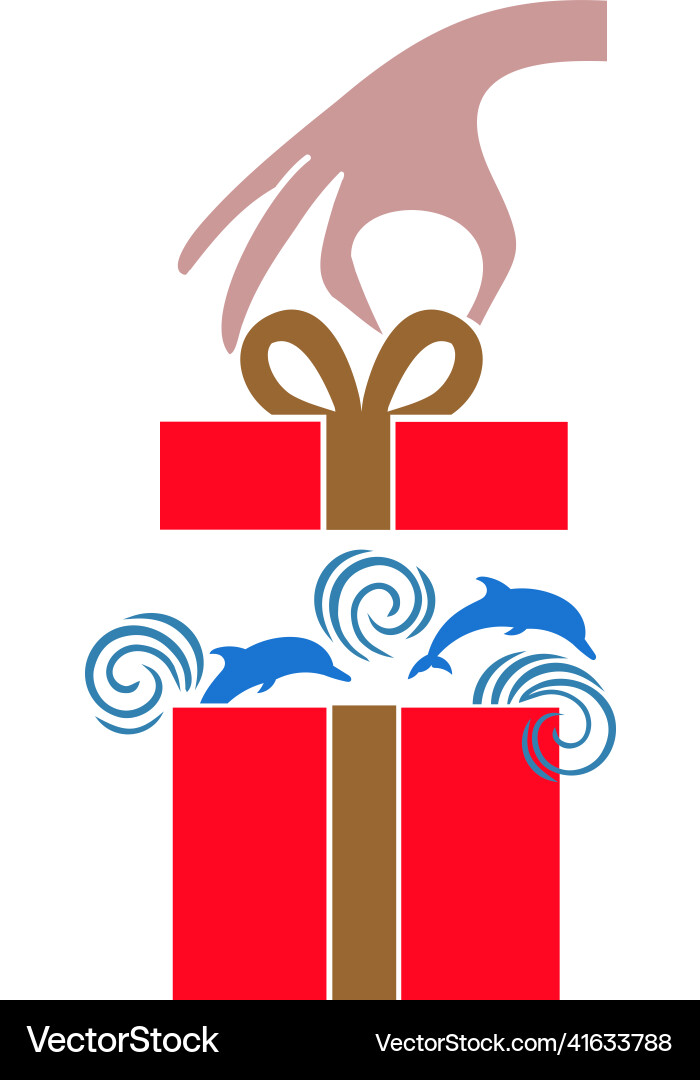 Icon surprise sea as a gift hand opens Vector Image