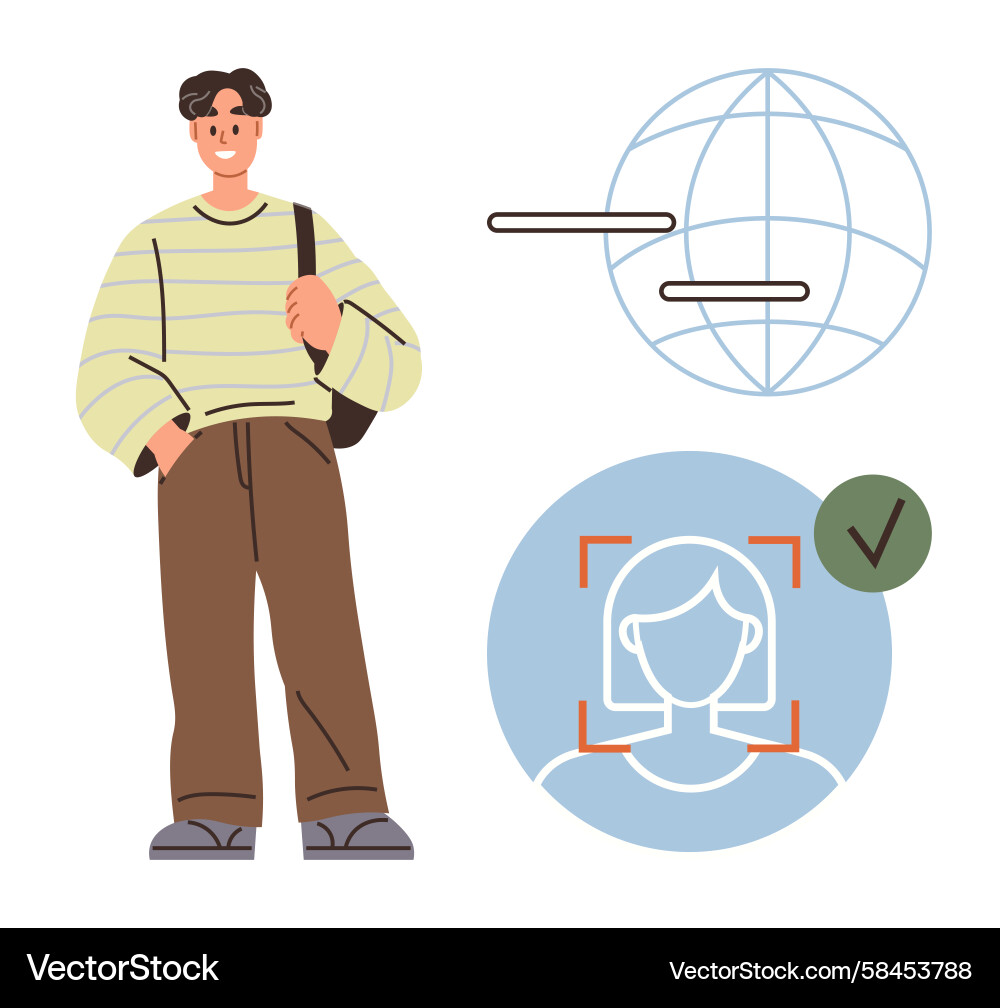 Man with Global Network Access Vector Image