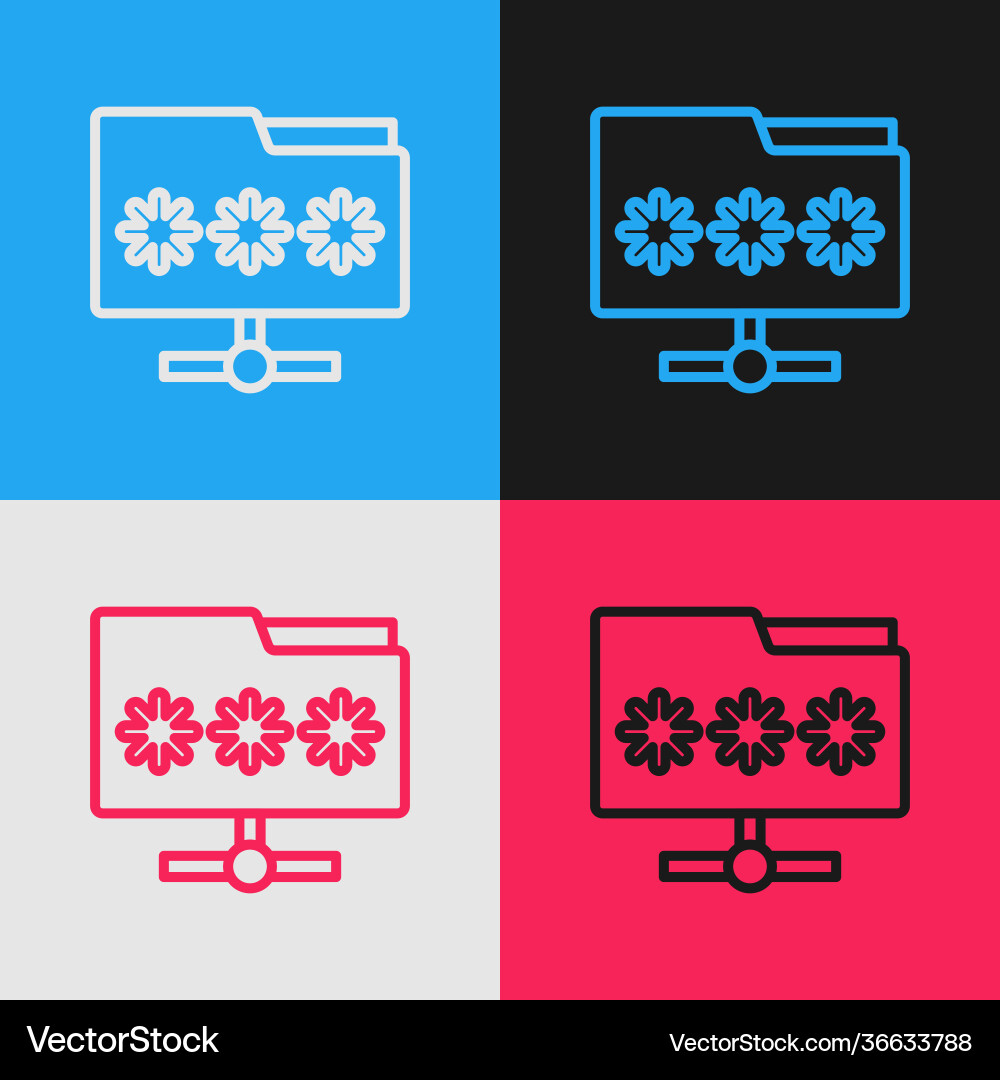Pop art line folder with password notification Pop art line folder with password notification vector image