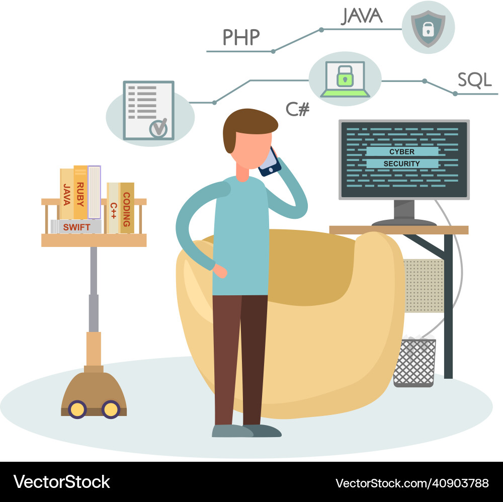 Programmer engineering and coding Programmer engineering and coding vector image