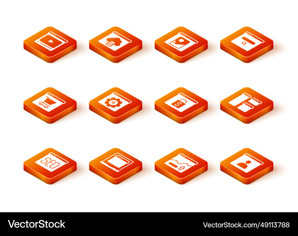 Set seo optimization laptop with browser window Vector Image