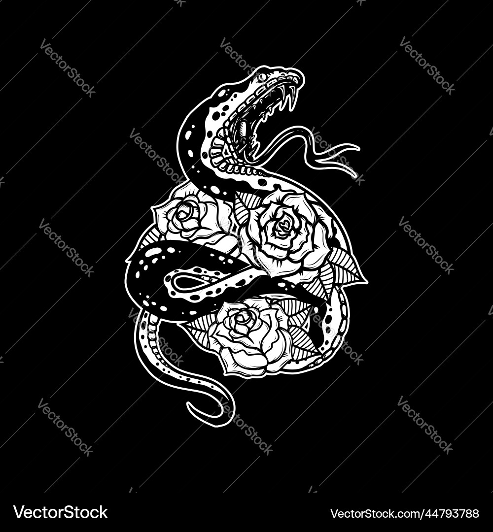 Snake on the background with roses design element Snake on the background with roses design element vector image