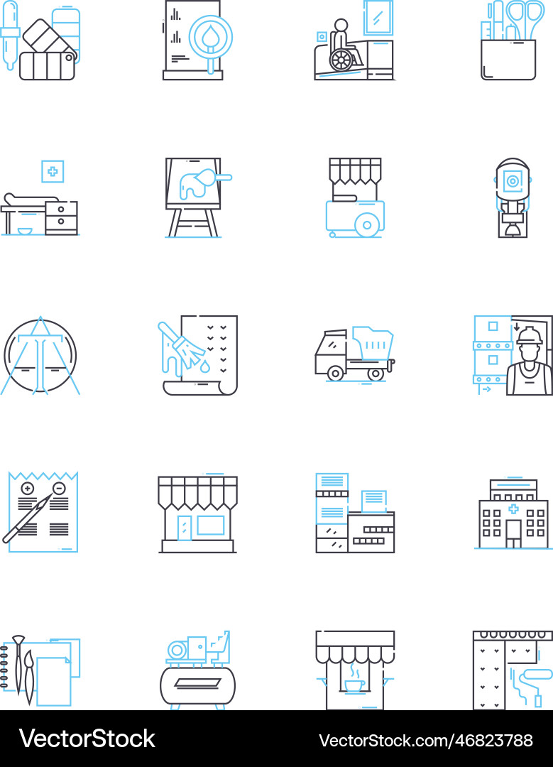Structure linear icons set architecture vector image
