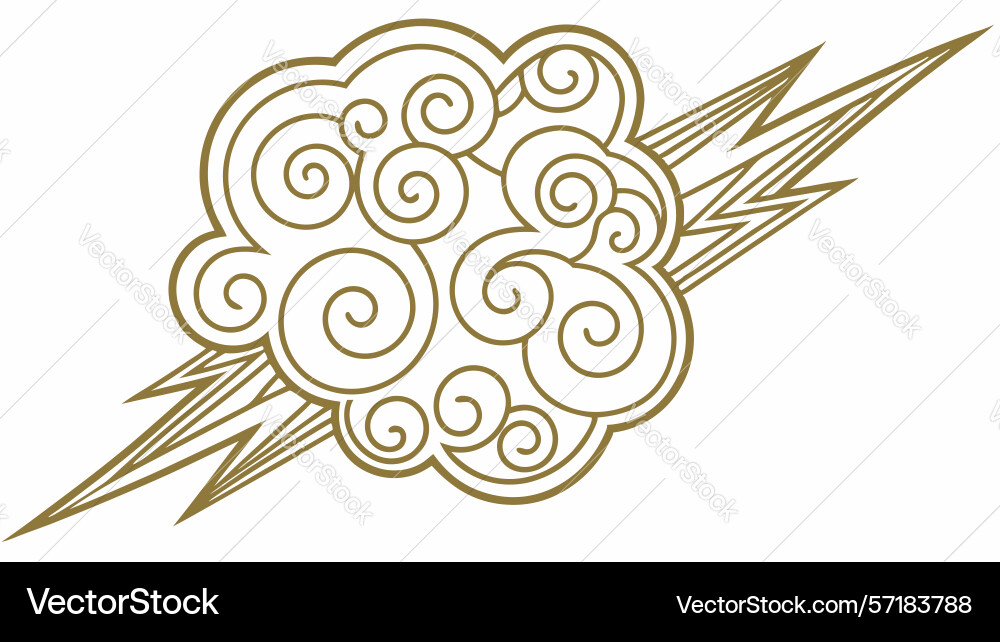 Symbolic lightning bolt from cloud design vector image