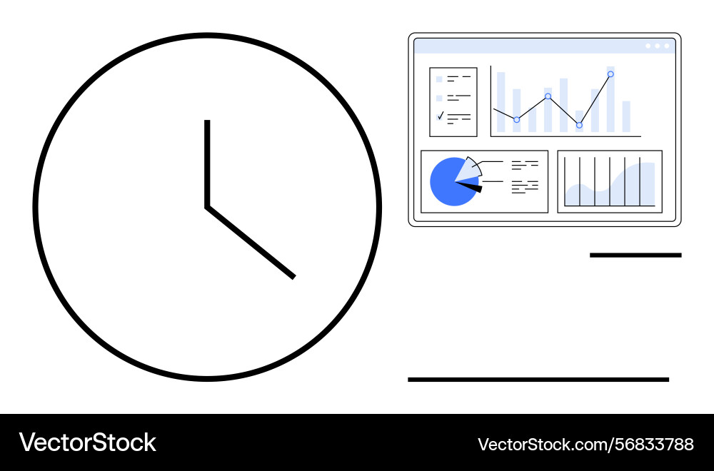 Time management concept with clock icon and data vector image