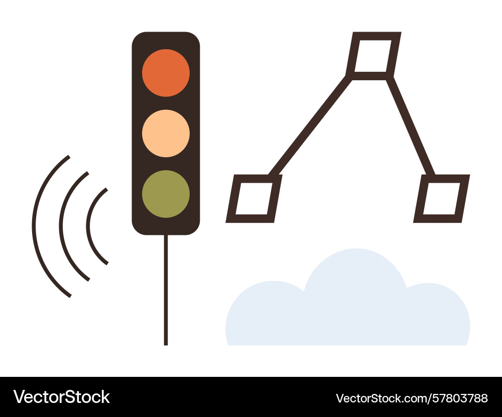 Traffic light with wireless signal and network Traffic light with wireless signal and network vector image