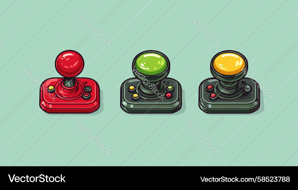 Vintage Game Controllers Display Vector Image