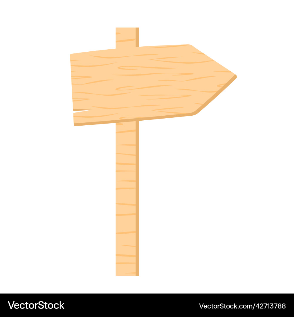Wooden plate pointer on column isolated object Wooden plate pointer on column isolated object vector image