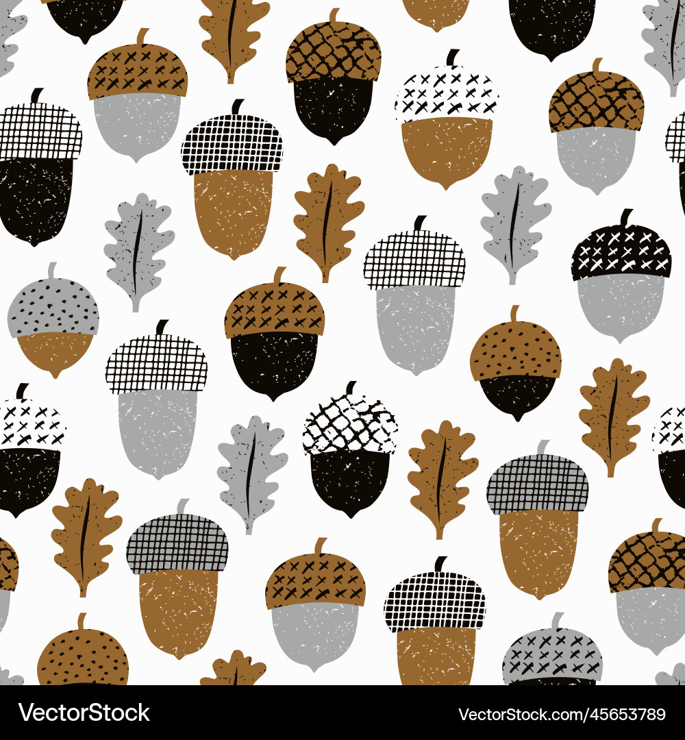 Acorn seamless pattern with leaves Acorn seamless pattern with leaves vector image