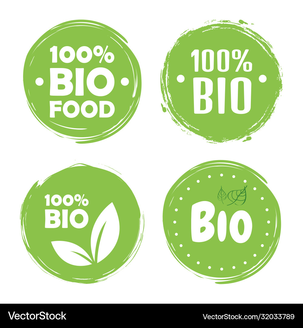 Bio-Etiketten und -Tags organische vegane Lebensmittelhand Bio-Etiketten und -Tags organische vegane Lebensmittelhand vektorbild