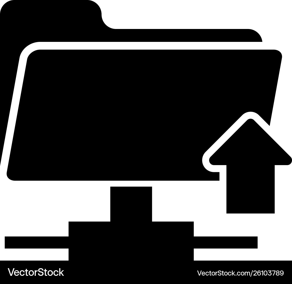 Black ftp folder upload icon on white background vector image