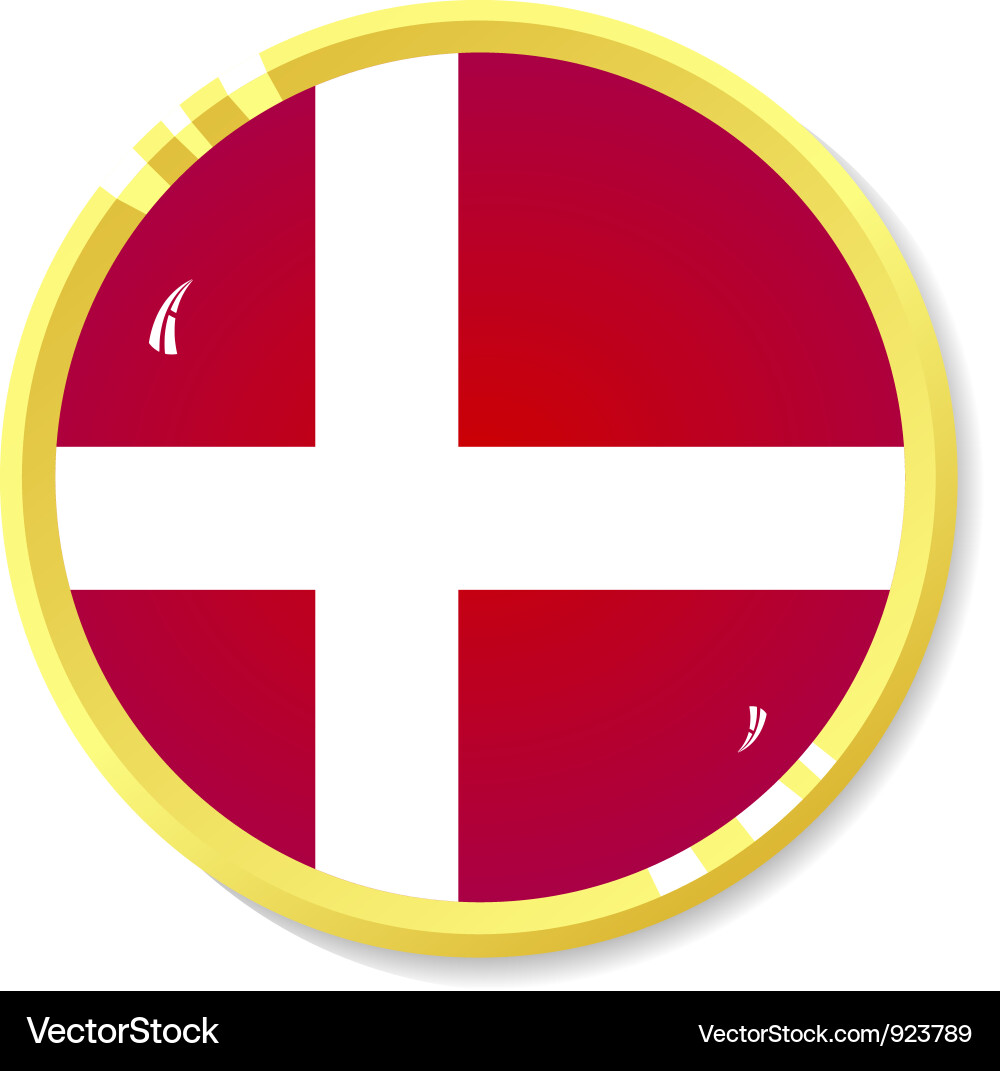 Button with flag denmark Vector Image