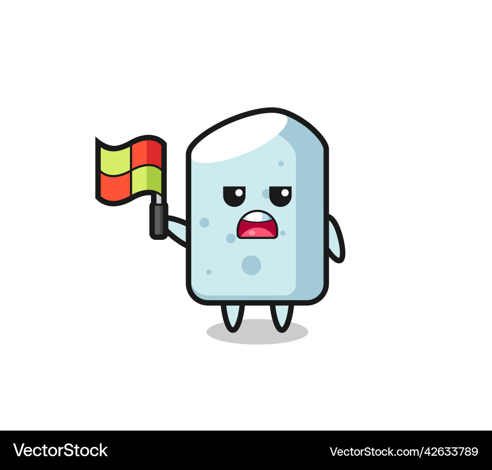 Chalk character as line judge putting the flag up Vector Image