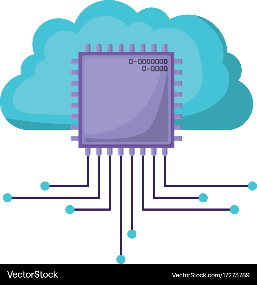 Cloud storage data and cpu microprocessor icon vector image