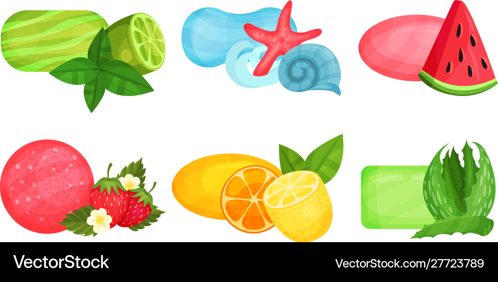 Different bars soap with various aromas Different bars soap with various aromas vector image