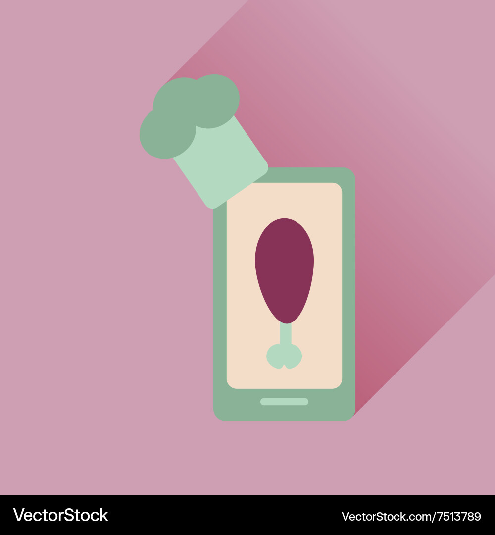Flat web icon with long shadow mobile chef vector image