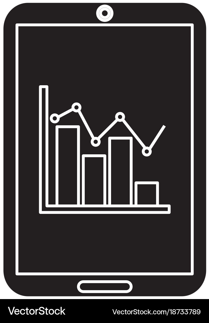 Graph chart on cellphone screen icon image vector image