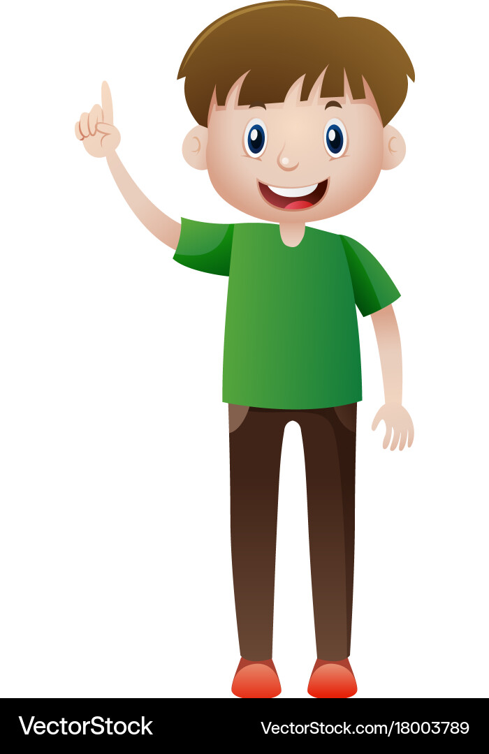 Happy man pointing finger up vector image