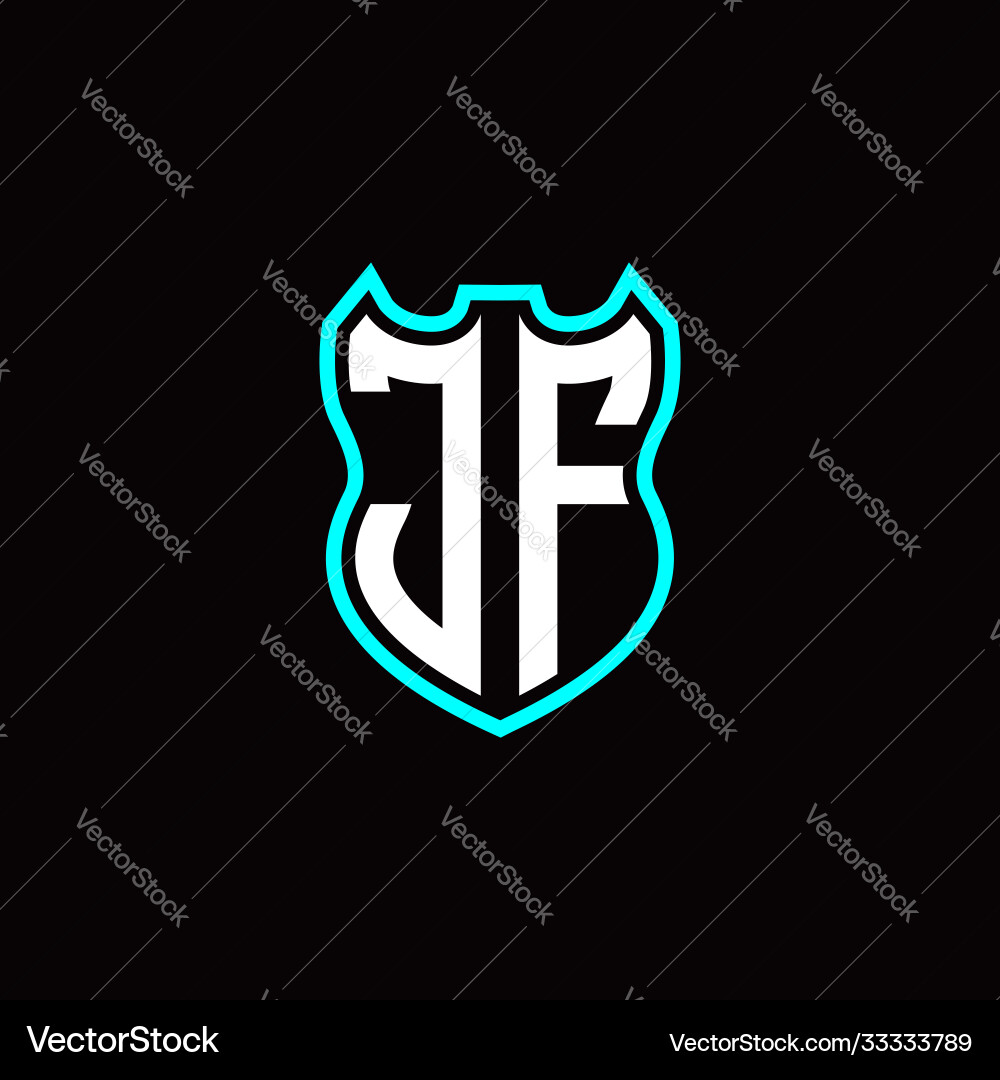 J f initial logo design with shield shape Vector Image