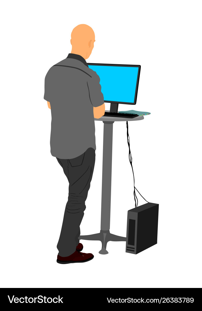 Man standing and working on computer it worker Vector Image
