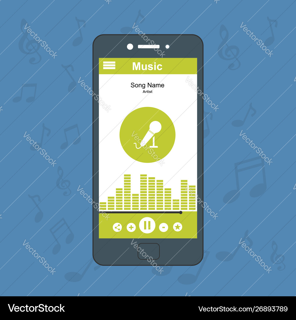 Media player application app template with flat Media player application app template with flat Vector Image